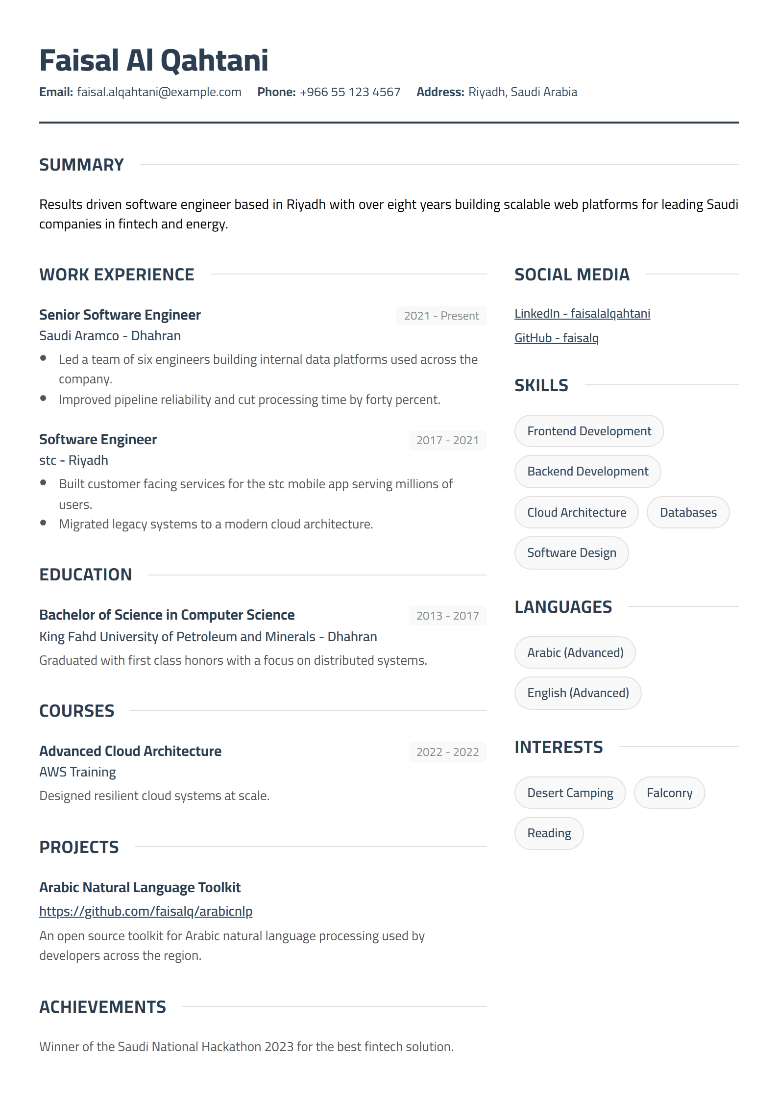 Classic resume template