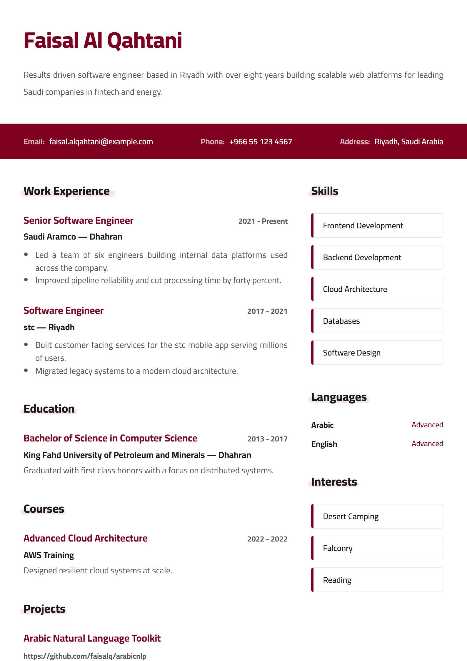 Elegant resume template